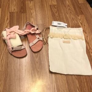ÉSS THE LABEL Lucy Trek Linen + Suede Sandals - Blush sz 36 Ess $180 NWT's